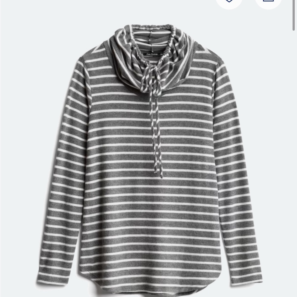 Pink Clover Gray and White Striped Sweater